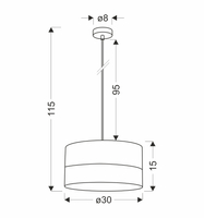 Porto lampa wisząca czarny 1x60w e27 abażur czarny+fornir