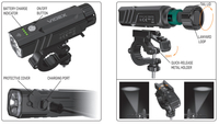 Latarka lampka rowerowa LED Videx 20W 2000lm 5000K IP68 USB + uchwyt