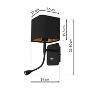 Milagro - Kinkiet NAPOLI BLACK/GOLD 1xE27 + 1W LED