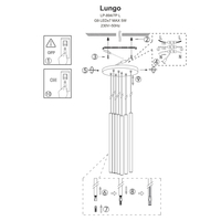 Lampa wisząca Lungo 7 czarna 7xG9