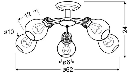 GLIVA LAMPA WISZĄCA 5X60W E27 PATYNA  (BEZ ŻARÓWEK)