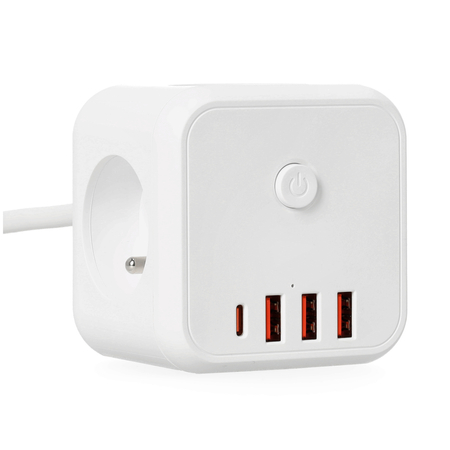Przedłużacz LINEA PRO CUBE C 3gn+3USB/1USB-C/1,5m/Zu+W biały Kobi
