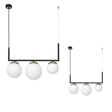 Milagro - Lampa wisząca SPARTA BLACK / GOLD 3xE14