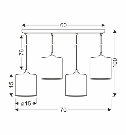 LEGNO LAMPA WISZĄCA CZARNY 15 4X40W E27 ABAŻUR ORZECHOWY