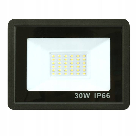 NAŚWIETLACZ HALOGEN BEZ CZUJNIKA CZARNY 30W B.ZIMNA 6000K