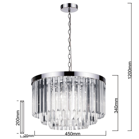 Lampa wisząca Vetro 5 srebrna 5xE14