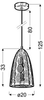 Candellux - Sfinks Lampa Wisząca 20/33 Stożek 1X60W E27 Ażurowy Miedziany