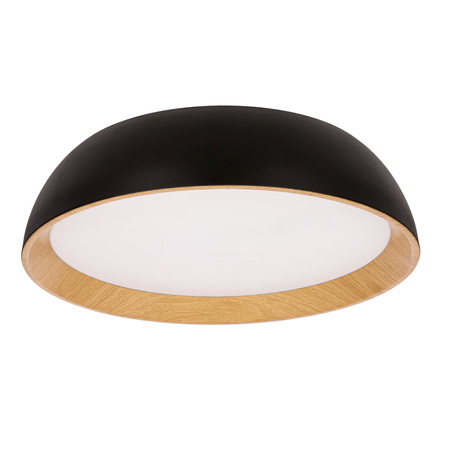 Calabria lampa sufitowa plafon czarno drewniany 24W LED 40x32 cm klosz biały