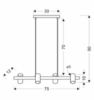 Xilo lampa sufitowa czarny+drewniany 4x25W GU10 klosz biały