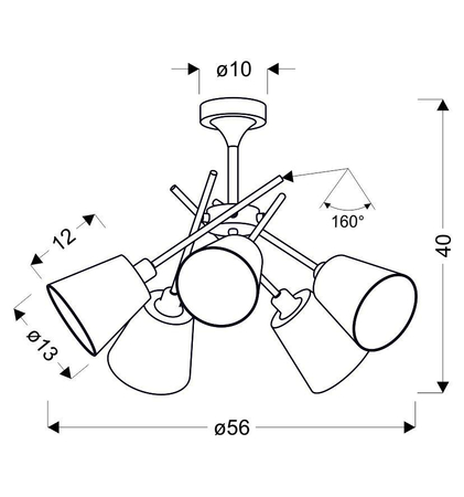 VOX LAMPA WISZĄCA 5X40W E14 CHROM Z ABAŻUREM