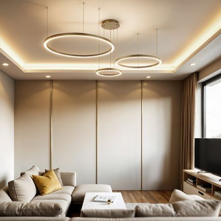 Złota Lampa wisząca okręgi 116W złota AZ134 MONZA
