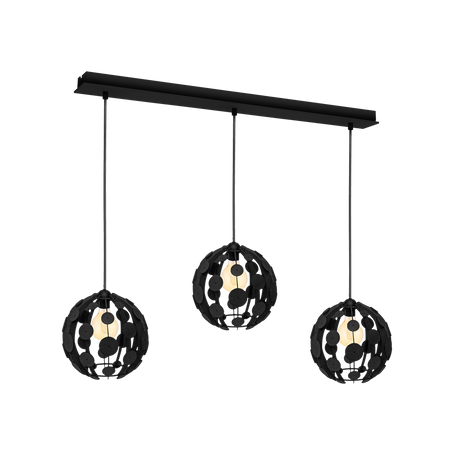 Milagro - Lampa wisząca GAIA BLACK / WOOD 3xE27 60W