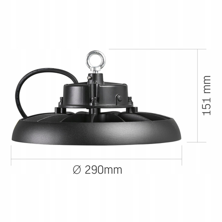 Lampa LED High Bay Oświetlenie Przemysłowe 150W IP65 27000 Lumenów Czarna
