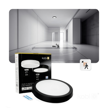 Plafon z czujnikiem ruchu LED NAIROS G2 18W 3CCT LX IP65 czarny Kobi Premium