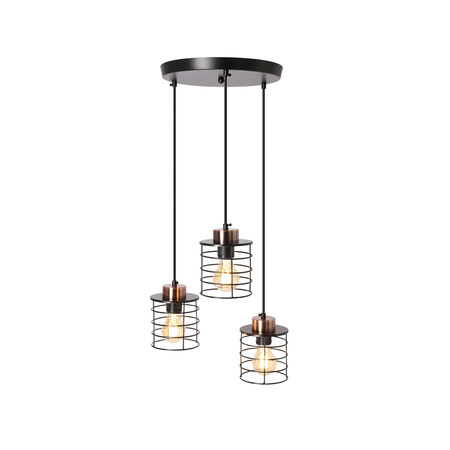 Candellux - Glob Lampa Wisząca Czarny+Złoty Talerz 3X40W E27 Klosz Czarny