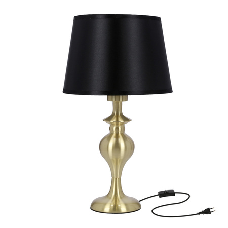 Candellux - Prima Gold Lampa Gabinetowa Złoty Satynowy 1X60W E27 Abażur Czarny