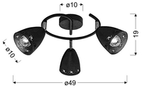 COTY LAMPA SUFITOWA SPIRALA 3X40W E14 CZARNY