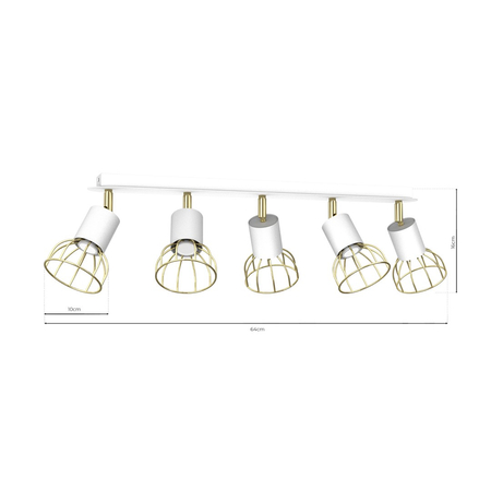 Milagro - Lampa sufitowa DANTE White/Gold 5x mini GU10