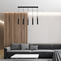 Milagro - Lampa wisząca SOLO SAWN BLACK / PATINATED WOOD 5x mini GU10