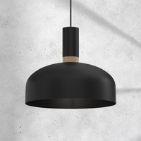 Milagro - Lampa wisząca MALMO BLACK/WOOD 1xE27