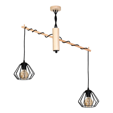 Milagro - LAMPA WISZĄCA WOODY BLACK 2xE27