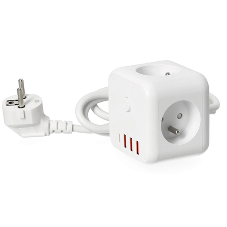 Przedłużacz LINEA PRO CUBE C 3gn+3USB/1USB-C/1,5m/Zu+W biały Kobi