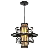 Rattanowa lampa wisząca Astra czarna 1xE27