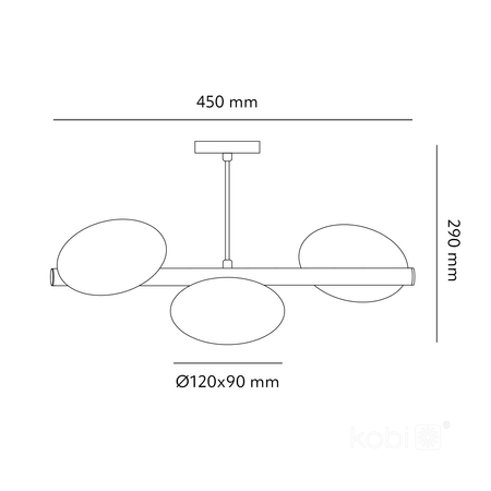 Lampa sufitowa ELIPSE ELEGANCE S3 3xG9 Kobi Design