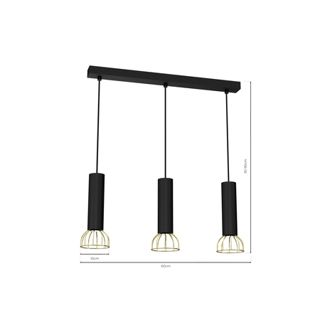 Milagro - Lampa wisząca DANTE Black/Gold 3x mini GU10