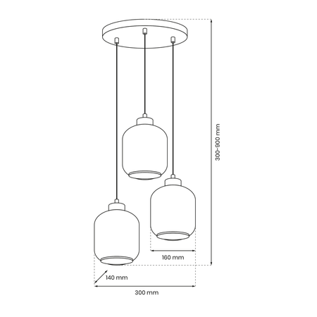 Milagro - Lampa wisząca SOMBRA AMBER 3xE27