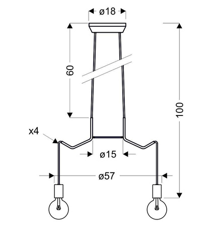 Candellux - Basso Lampa Wisząca 4X40W E27 Czarny Matowy