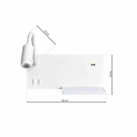 Lampa nocna z półką Shelf Led 4W+5W+2W lewa Biały