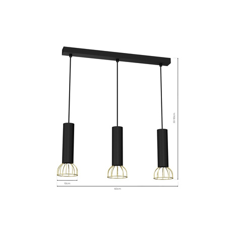 Milagro - Lampa wisząca DANTE Black/Gold 3x mini GU10