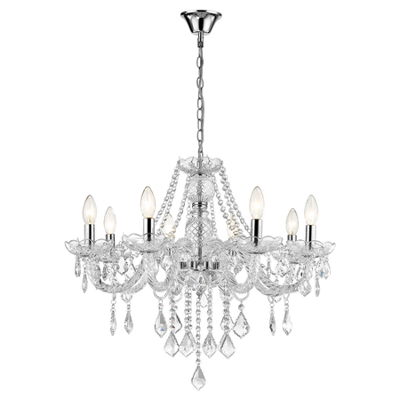 Lampa wisząca Cristallo srebrna 8xE14