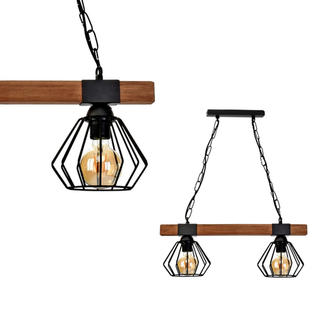 Milagro - Lampa wisząca ULF BLACK/WOOD 2xE27