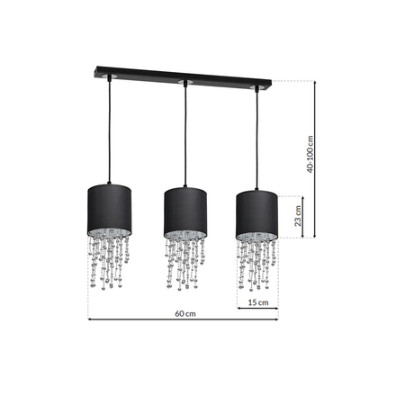 Milagro - Lampa wisząca ALMERIA BLACK/CHROME 3xE27
