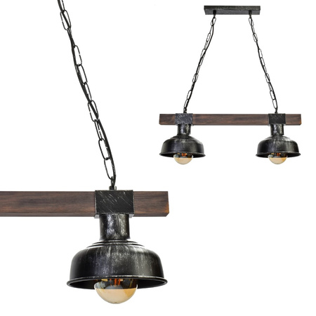 Milagro - Lampa wisząca FARO BLACK/WOOD 2xE27