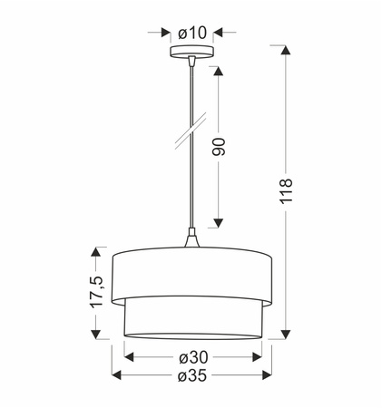 Candellux - Sinagra Lampa Wisząca Czarny 1X60 E27 Abażur Duo 35+30 But.Zieleń\Zloto+ Biały