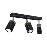 Milagro - Lampa sufitowa SOLO SAWN BLACK / PATINATED WOOD 3x mini GU10