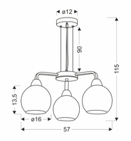 Caldera lampa wisząca czarny 3x60w e27 klosz biały