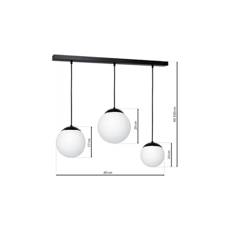 Milagro - Lampa wisząca LIMA BLACK 3xE14