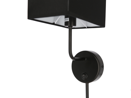 Keto lampa kinkiet czarny 1x40w e14 abażur czarny z włącznikiem