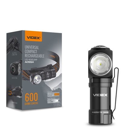 Latarka czołowa LED 10W przenośna 2w1 600lm IP68 VLF-A055H