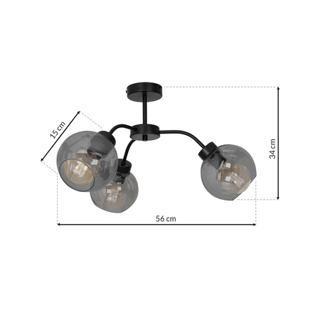 Milagro - Lampa sufitowa SOFIA SMOKED 3xE27