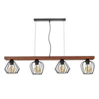 Milagro - Lampa wisząca OZZY BLACK / WOOD 4xE27 60W