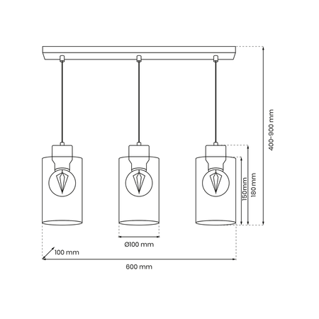 Milagro - Lampa wisząca MADERA 3xE27