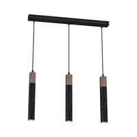 Milagro - Lampa wisząca SOLO SAWN BLACK / PATINATED WOOD 3x mini GU10