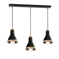 Milagro - Lampa wisząca HOLLY BLACK / WOOD 3xE27 60W