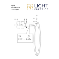 Kinkiet Mirror L czarny IP44 LED CCT