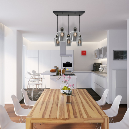 Milagro - Lampa wisząca RICHMOND BLACK / GOLD 5xE27  Prostokąt